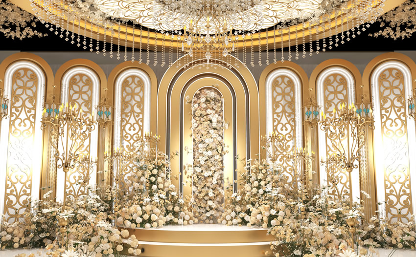 金川香槟色调婚礼堂效果展示